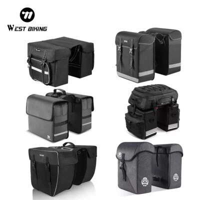 WEST BIKING Waterproof Bike Double Pannier Bicycle Rear Rack Pack Carrier Bag - Image 1 of 4