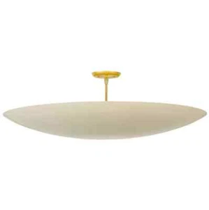 Mid Century Ceiling Brass Flush Mount Fixture Pendant 6 Light , Matte White - Picture 1 of 5