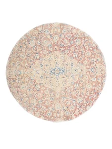 Vintage Round Turkish Rug-Antique Style Oushak Knotted Oriental Rug-5.9x5.9 ft - Picture 1 of 12