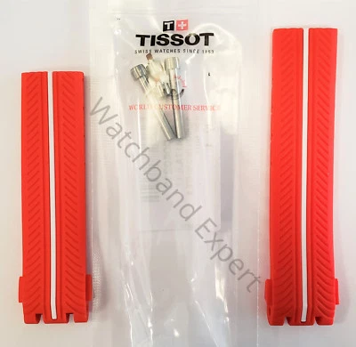 Pulseira de relógio de borracha branca vermelha original Tissot T-Race T092417A / T092427A - Imagem 1 de 4