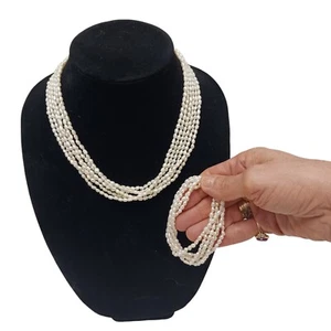 Tahiti Vintage Süßwasserperlen Schmuck Set Halskette & Armband 14k GOLD Verschluss - Bild 1 von 14
