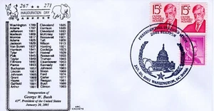 INAUGURATION GEORGE W BUSH, WASHINGTON DC 2001 FDC15215 - Picture 1 of 1