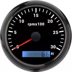 110MM Black Tachometer 0-3000RPM Gauge Waterproof for Marine Boat Car Truck - Picture 1 of 8