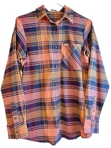 NWOT Columbia Calico Basin AL0805 Flannel Shirt Women's M Pink Navy Khaki Plaid - Picture 1 of 9