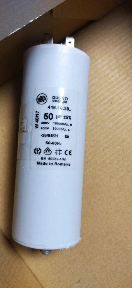 ✅👉 Condensateur moteur 50µF 50uF 450V à cosses + vis CBB60 démarrage/permanent - Photo 1/1