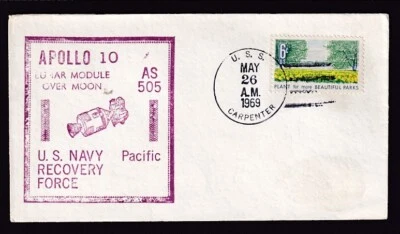 US #1366 ON APOLLO 10/AS505 LUNAR MODULE OVER MOON U.S. NAVY PACIFIC RECOVERY - Image 1 of 2