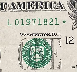 August 21, 1971 Birthday Star Note Note $1 One Dollar Bill Fancy Serial Number - Picture 1 of 5