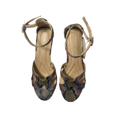 Sandal Heeled Andrew Geller Ankle Strap Quizzical Multi Pastel Women's Size 8 M - Image 1 of 4