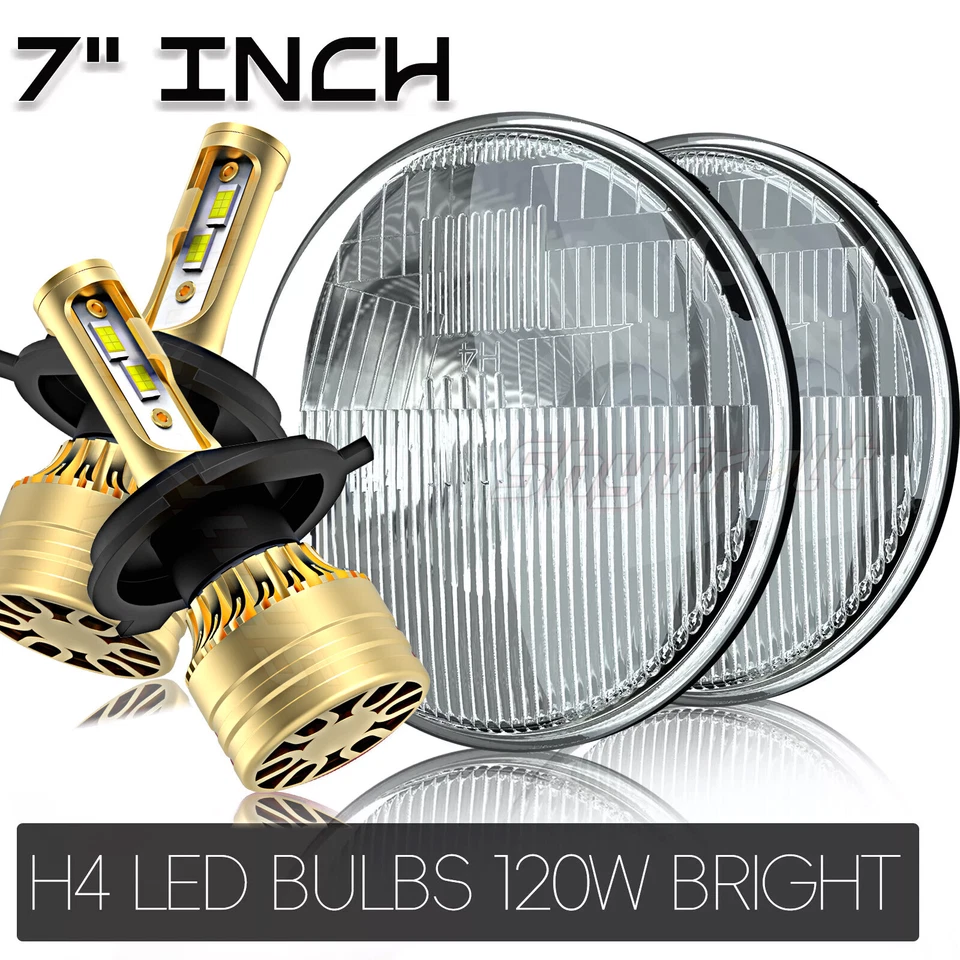 7'' Round Black DOT LED Headlights Halo Hi/Lo Beam for Classic Mini Austin Rover Foto 1 de 4