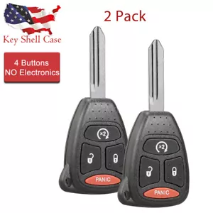 2x 4 Button Remote Key Fob Uncut Blade Replacement Case Shell for Dodge RAM - Picture 1 of 6