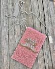 Cowgirl Bride Pink Boots Crossbody Silver Chain Coin Purse Beaded Bridal Cowgirl
