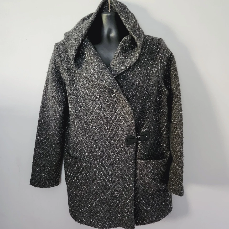 Suéter PAUL COSTELLOE Off Center Lana Cocoon Cárdigan Capucha Correa de Cuero Foto 1 de 4