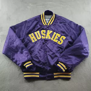 Vintage Washington Huskies Jacke Herren Medium Lila Satin 80er Bomberjacke - Bild 1 von 10