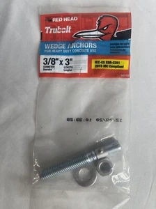 Red Head 3/8 Zoll x 3 zoll Stahl Sechskant-Mutter-Kopf Beton Keil Anker 50082 - Bild 1 von 2