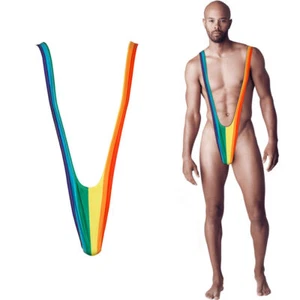 Herrenbadeanzug Regenbogen Borat Mankini Rainbow Pride Einheitsgröße Badehose - Bild 1 von 1