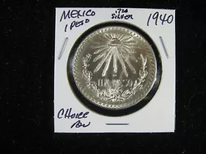 1940 MEXIKO .720 FEINSILBER CAP & RAYS 1 UN PESO AUSWAHL BU - Bild 1 von 2