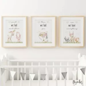 Nursery Wall Art Prints Woodland Boho floral baby girl decor set of three - Picture 1 of 4