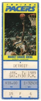 1989 INDIANA PACERS vs DETROIT PISTONS ticket stub 1/7/89 surface wear RODMAN - Image 1 of 2