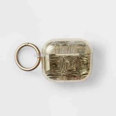 NEW‼ Heyday GOLD GEO LINES AirPods 3rd Generation Silicone Case w/ Clip • READ‼ - Image 1 of 4