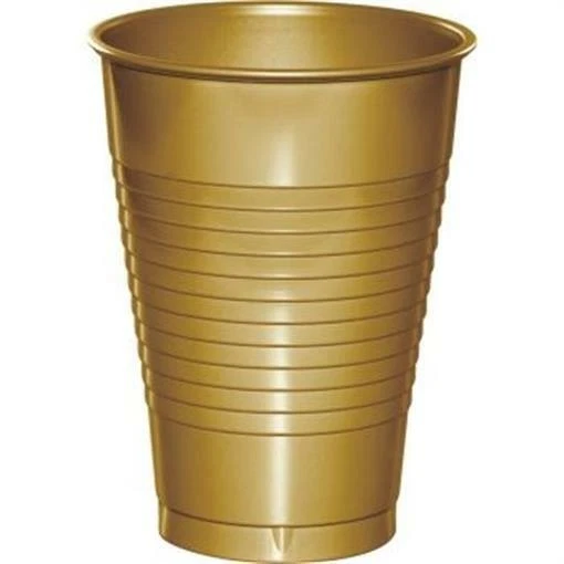Gold 12 oz Plastic Cups 20 Per Pack Gold Tableware Decorations Party Supplies - Image 1 of 1
