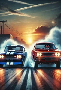 1960s Muscle Car Racing Sherpa Blanket - Classic Retro Drag Race Design, 50"X60" - Bild 1 von 8