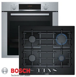 Juego de estufa de gas autosuficiente Bosch horno eléctrico empotrado + placa de vitrocerámica de gas NUEVO - Imagen 1 de 7