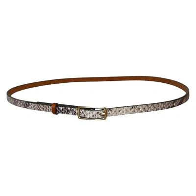 Madewell 1937 Skinny Snakeskin Print Belt Brown Leather Gold Buckle Medium/Large - Image 1 of 4