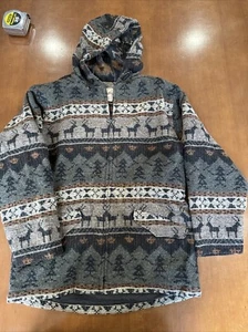 Damen Woolrich Jacke Mantel mit Kapuze Elch Hirsch Bäume Berge Wolle Winter M braun - Bild 1 von 5