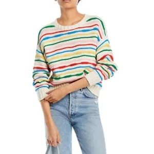 Maglione maglione girocollo in cotone Mother The taglia XL maglia a righe - Foto 1 di 9