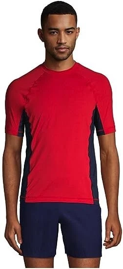 NWT Lands' End Men's Crew Neck Short Sleeve Rash Guard Red UPF 50 XXL $60 FLI161 - Image 1 of 4