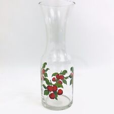 Libbey Clear Glass Juice Carafe Tomato Leaf VINTAGE Breakfast RED GREEN EUC RARE