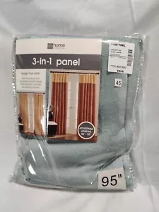 JCP Collection 3-in-1 reversible curtain panel 51"x95" Aqua/Peacock, NEW - Picture 1 of 8
