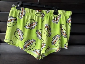 Sesame Street Oscar The Grouch Womens Large Shorts Lounge Sleep Cozy - Picture 1 of 5