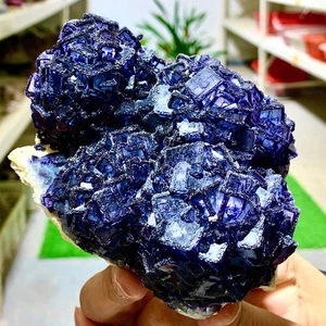 1.8LB Rare transparent purple cubic fluorite mineral crystal sample/China - Picture 1 of 21