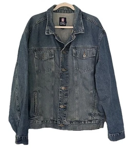 Vintage Chaps Ralph Lauren Denim Jacket Mens XL Blue Trucker Y2K Stains Grunge - Picture 1 of 19