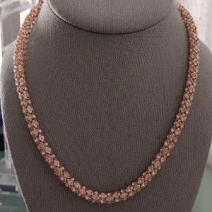 Popcorn-Kette NAPIER mod/zeitgenössisch schick Roségold klar CZ Stein Halskette - Bild 1 von 8