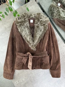 Vintage Leather Jacket With Faux Fur Women`s Size M - Picture 1 of 12