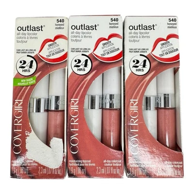 (3) Covergirl HONEYED Outlast All-Day Lipcolor 24 Hrs Lipstick #540 New - Image 1 of 3
