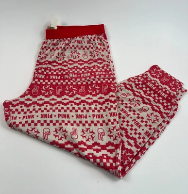 Victoria's Secret PINK  Lounge Pants W/Pockets Holiday PJ Red XXL NWT - Image 1 of 4