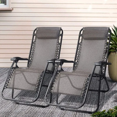 Gardeon 2PC Zero Gravity Chair Folding Outdoor Recliner Adjustable Sun Lounge Ca - image 1 of 4