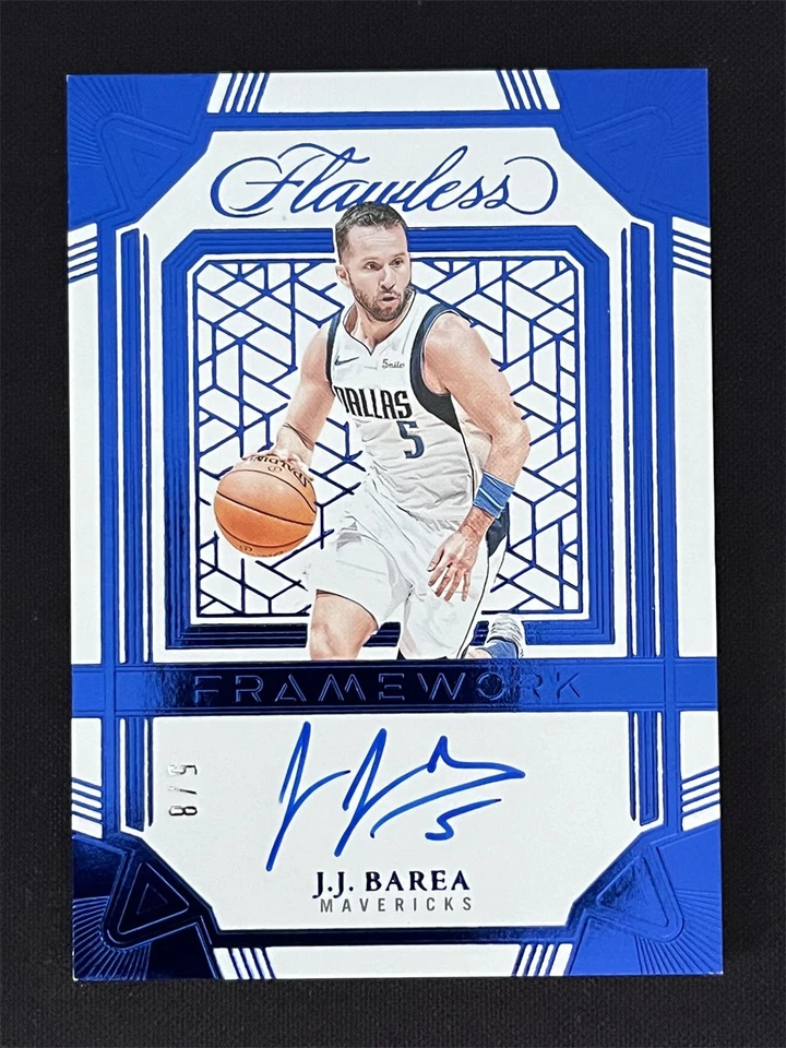 5/8 JSY# 1/1 2024-25 Panini Flawless J.J. Barea Sapphire Framework Auto #FRM-JJB - Image 1 of 2