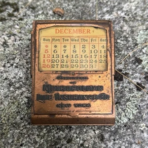 Clip de metal calendario perpetuo de colección Metropolitan Life Insurance Co publicidad de Nueva York - Imagen 1 de 7