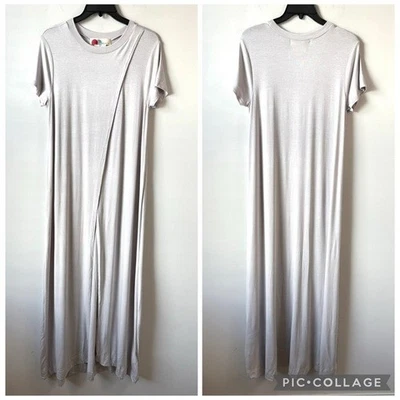 Free People Beach Split Front Maxi T-Shirt Dress Gray S - Image 1 of 4