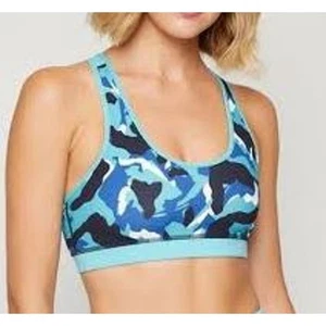 Sujetador deportivo Fourlaps para mujer estampado camuflaje Scoop Infinity sin mangas talla L azul nuevo con etiquetas - Imagen 1 de 6