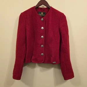 Giesswein Austria Red Button-Front Jacket Womens Wool VTG Size 8 Medium Red - Picture 1 of 8