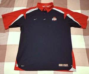 Ohio State Buckeyes Polo Shirt Mens XL  Nike Fit Dry Black Red Pullover Golf - Picture 1 of 7