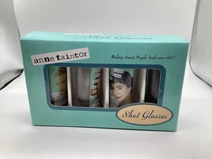 Anne Taintor Shot Glasses Four 2 oz. Glasses Making Smart People Smile since1985 - Picture 1 of 2