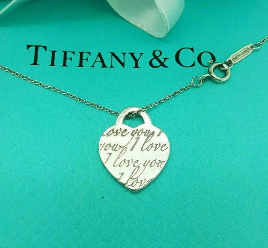 Authentic Tiffany & Co. "I Love You" Note Heart Pendant Necklace - Image 1 of 1