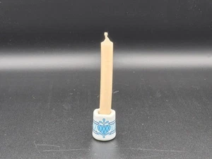 Becher Keramik blau und weiß Mini Kerzenhalter mit Kerze - Bild 1 von 5