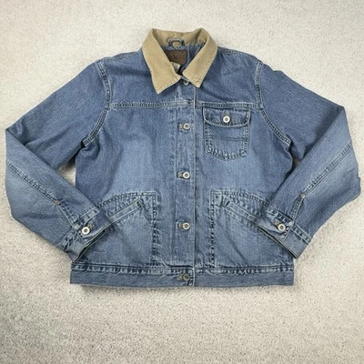 Винтажный Eddie Bauer Jean куртка вельветовый воротник с подкладкой женщин Sz средний карманы - Изображение 1 из 4